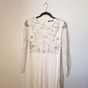White formal embroidered maxi dress